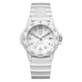 White Luminox Leatherback SEA Turtle watch with date window and rubber strap