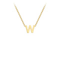 9K Yellow Gold 'W' Initial Adjustable Letter Necklace 38/43cm