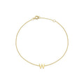 9K Yellow Gold Mini Initial 'W' Bracelet 15.5-19cm | The Jewellery Boutique