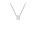 9K White Gold 'R' Initial Adjustable Letter Necklace 38/43cm