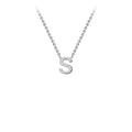 9K White Gold 'S' Initial Adjustable Letter Necklace 38/43cm