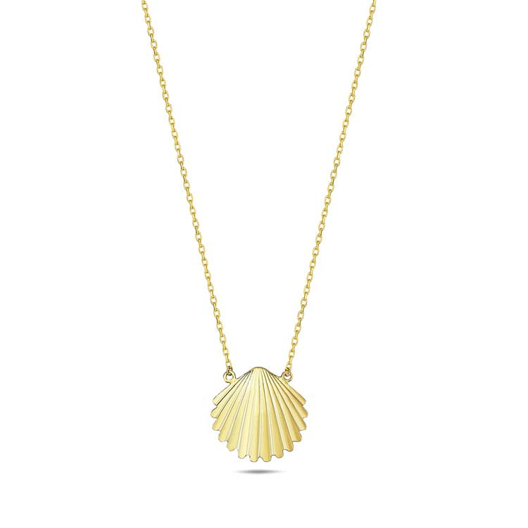 9K Yellow Gold Clam Shell Necklace 40-45cm The Jewellery Boutique