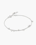 Silver Bezel-Set Droplet Station Bracelet