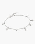 Silver Bezel-Set Teardrop Dangle Station Bracelet