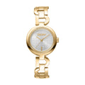 DKNY Open Link Gold 28mm Silver Dial Womens Watch