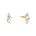 Gold Triple Marquise Stud Earrings | The Jewellery Boutique