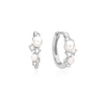 Ania Haie Silver Shell Pearl Cluster Huggie Hoop Earrings | The Jewellery Boutique Australia