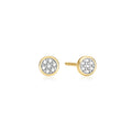 Gold Small Pave Disc Stud Earrings