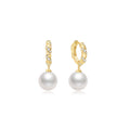 Ania Haie Gold Shell Pearl Dangling Twisted Huggie Hoop Earrings