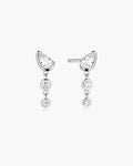 Silver Teardrop & Bezel Round Dangle Stud Earrings