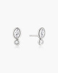 Silver Bezel Organic Pebble & Round Stud Earrings