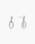 Silver Bezel Organic Pebble Dangle Stud Earrings