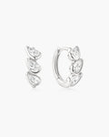 Silver Triple Half-Bezel Teardrop Huggie Hoop Earrings