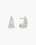 Ania Haie Silver Pave Openwork Curved Stud Hoop Earrings E079-07H