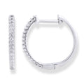 Diamond hoop earrings in 9K white gold, featuring a row of sparkling diamonds.