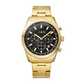 Rhys Mens Black Dial 43mm Gold Watch