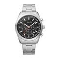 Rhys Mens Black Dial 43mm Silver Watch