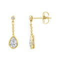 1.00ct Pear Lab Grown Diamond Chain Drop Earrings in 9K Yellow Gold