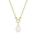 Ania Haie Gold Linked Shell Pearl Drop Pendant Necklace