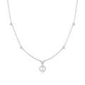 Ania Haie Silver Bezel-Set Station Necklace with Shell Pearl Pendant