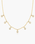 Gold Graduated Bezel Round Drop Station Necklace