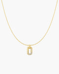 Gold Sparkling Oval Hoop Pendant Necklace