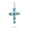 THOMAS SABO Cross Pendant with Imitation Turquoise Stones Silver