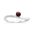 0.07ct Diamond & Garnet Wave Ring in 9K White Gold