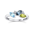 0.04ct Diamond, Topaz & Peridot Ring in 9K White Gold