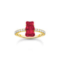 THOMAS SABO x HARIBO: Gold-plated Ring with Blueberry Blue & Strawberry Red Goldbear