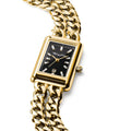 Ladies Rectangular Gold Watch with Black Dial | Jewellery Boutique