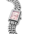 Ladies Rectangular Silver Watch with Pink Dial | Jewellery Boutique