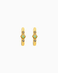 Iridescent Opal & Cubic Zirconia Huggies in Gold | Zoe Olivia Jewellery Australia