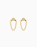 Iridescent Opal Chain Link Stud Earrings in Gold | Zoe Olivia Jewellery Australia