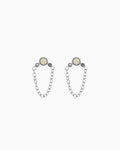Iridescent Opal Chain Link Stud Earrings in Silver | Zoe Olivia Jewellery Australia
