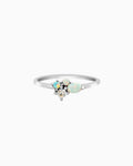 Iridescent Opal and Cubic Zirconia Cluster Ring in Silver | Zoe Olivia Jewellery Australia