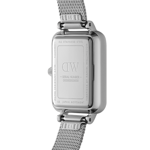 Daniel Wellington Quadro 20X26 Pressed Sterling Silver & White Watch