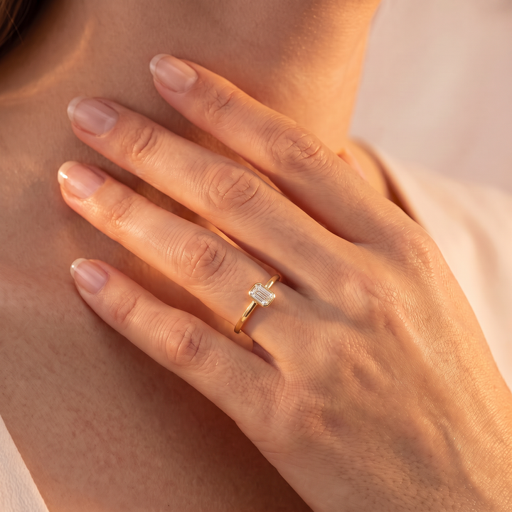 0.25ct Lab Grown Diamond Ring in 9K Yellow Gold - lifestyle model shot