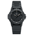 Black Luminox Leatherback SEA Turtle watch with date window and rubber strap