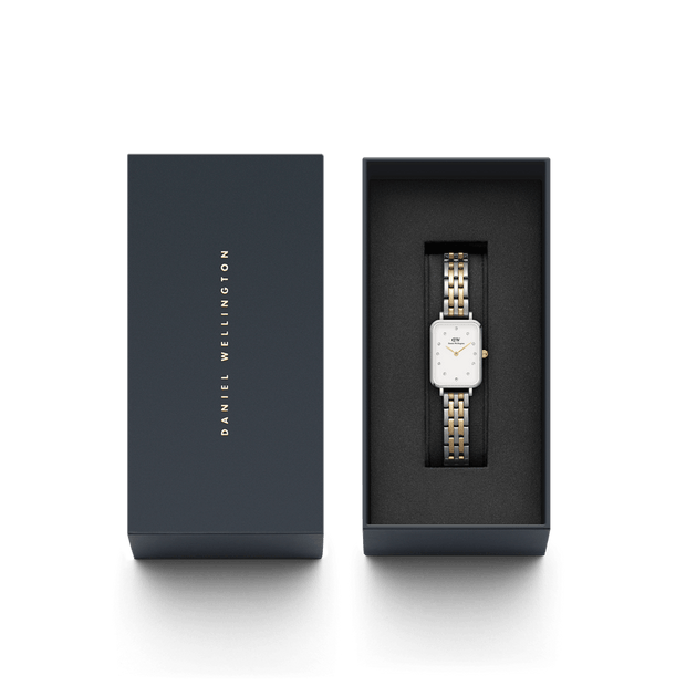 Daniel Wellington Quadro Lumine 20x26 5-Link Gold & Silver White Watch