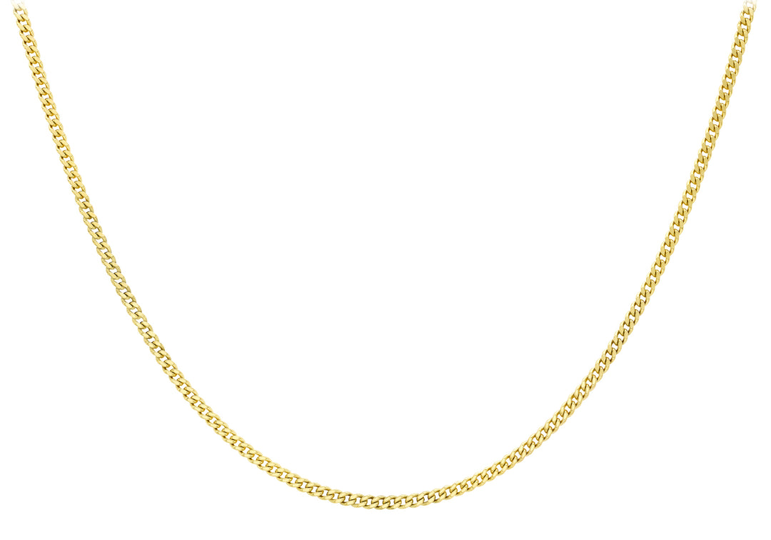 9K Yellow Gold 30 Diamond Cut Adjustable Curb Chain 41cm-46cm - image 3