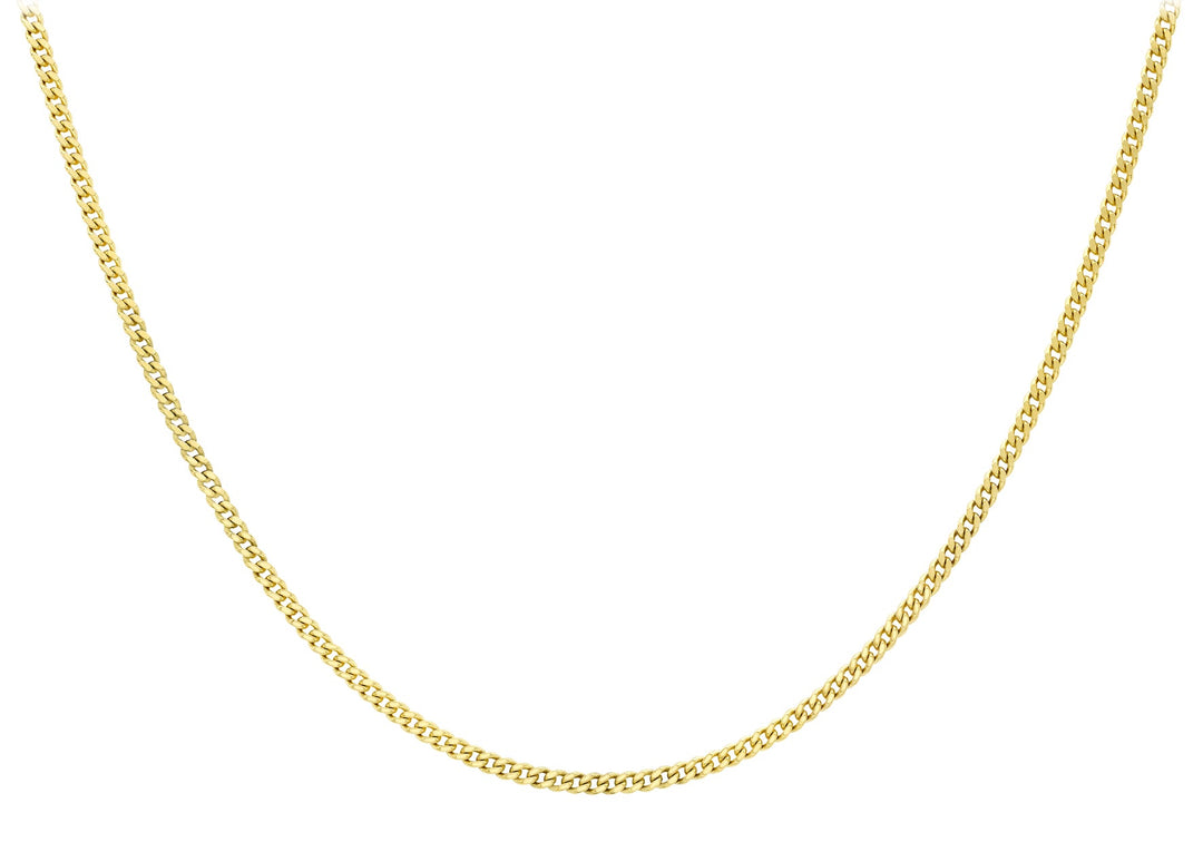 9K Yellow Gold 30 Diamond Cut Adjustable Curb Chain