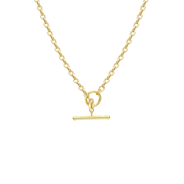 Glow 9K Gold  Oval Belcher T-Bar Necklace 45cm