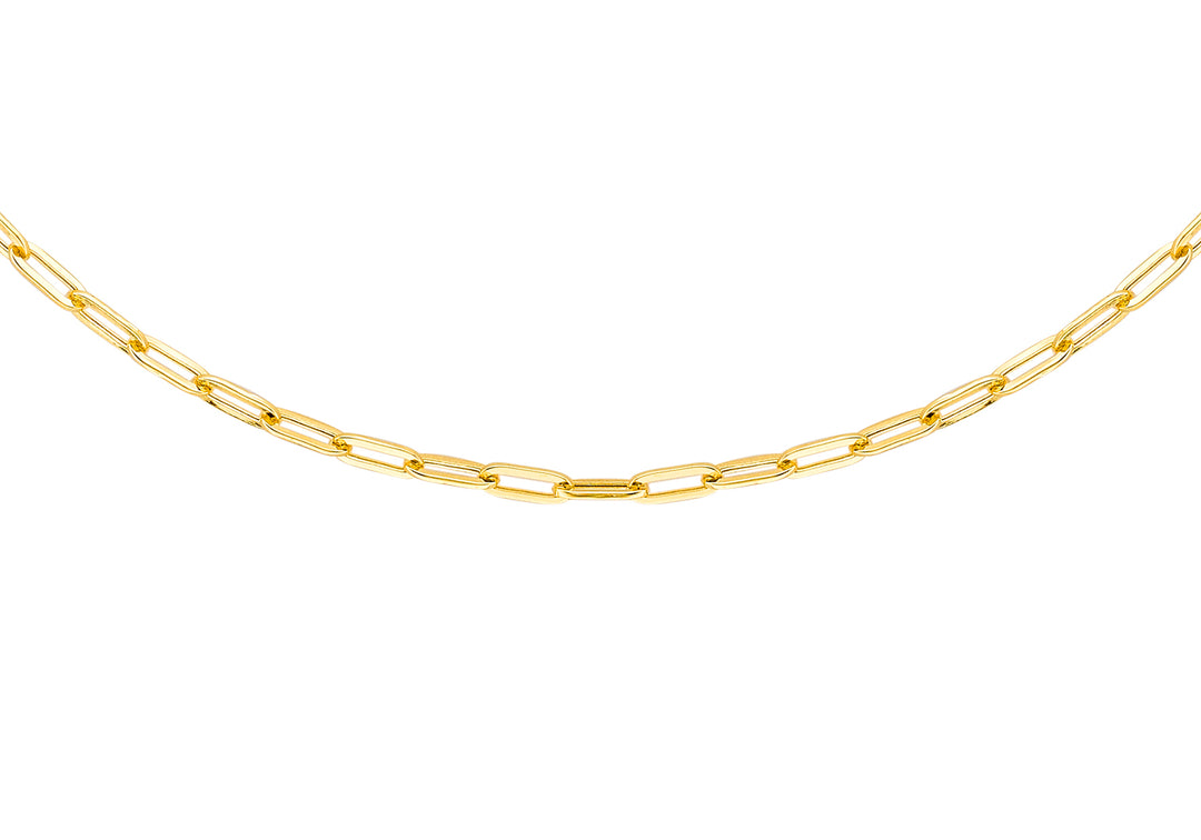 9K Yellow Gold Paper Chain Necklace 45 cm