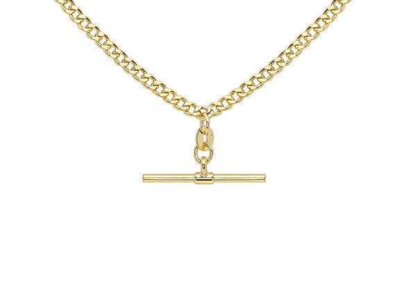Glow 9K Gold Hollow Curb Albert T-Bar Necklace 45cm