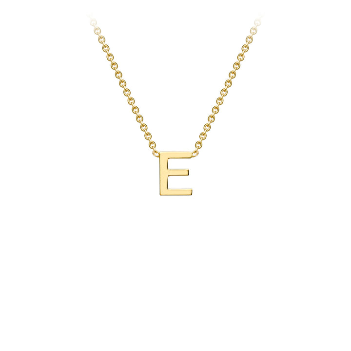 9K Yellow Gold 'E' Initial Adjustable Letter Necklace 38/43cm
