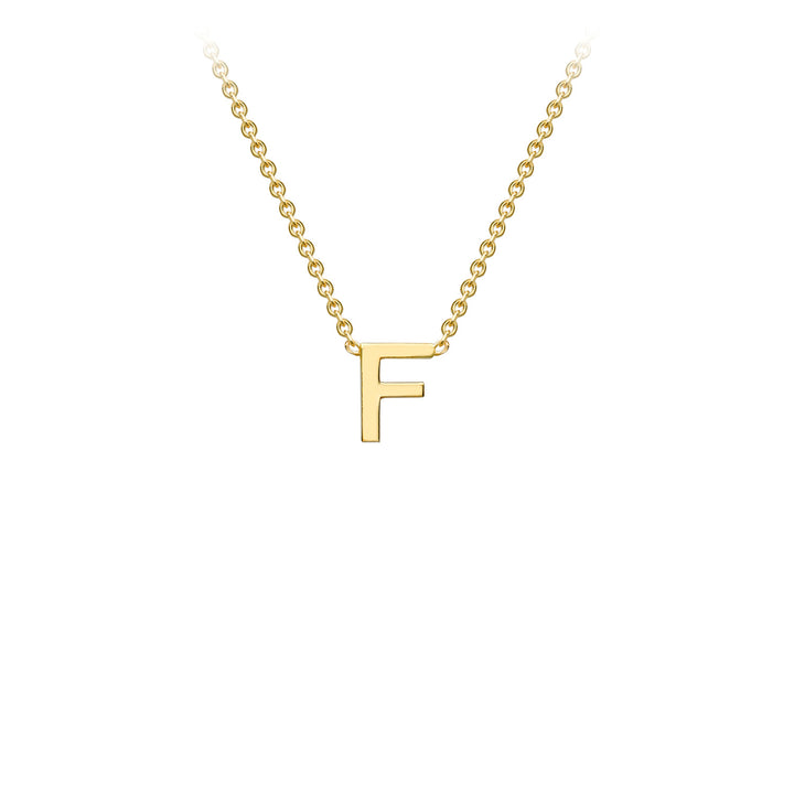 9K Yellow Gold 'F' Initial Adjustable Letter Necklace 38/43cm