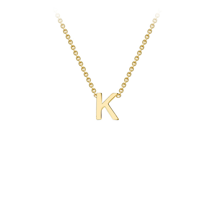 9K Yellow Gold 'K' Initial Adjustable Letter Necklace 38/43cm