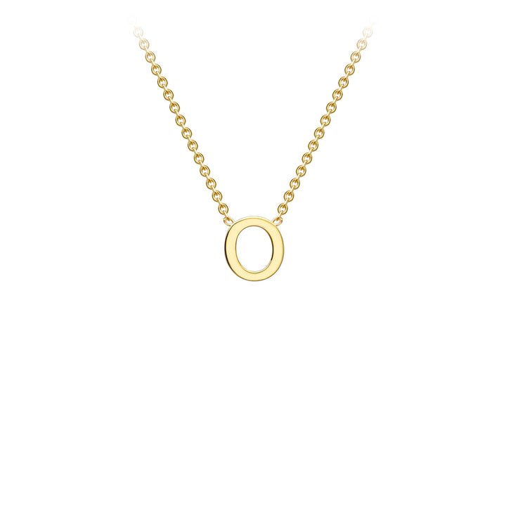 9K Yellow Gold 'O' Initial Adjustable Letter Necklace 38/43cm