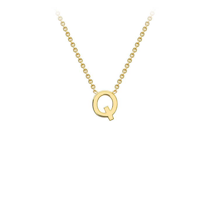 9K Yellow Gold 'Q' Initial Adjustable Letter Necklace 38/43cm